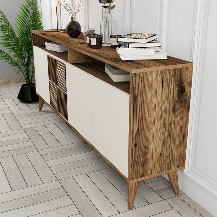 Hanah Home Consola Nogal, Crema 180cm Ancho